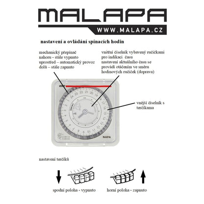 MALAPA EH12 - mechanical weekly time switch (DIN/rail/mounting hole)