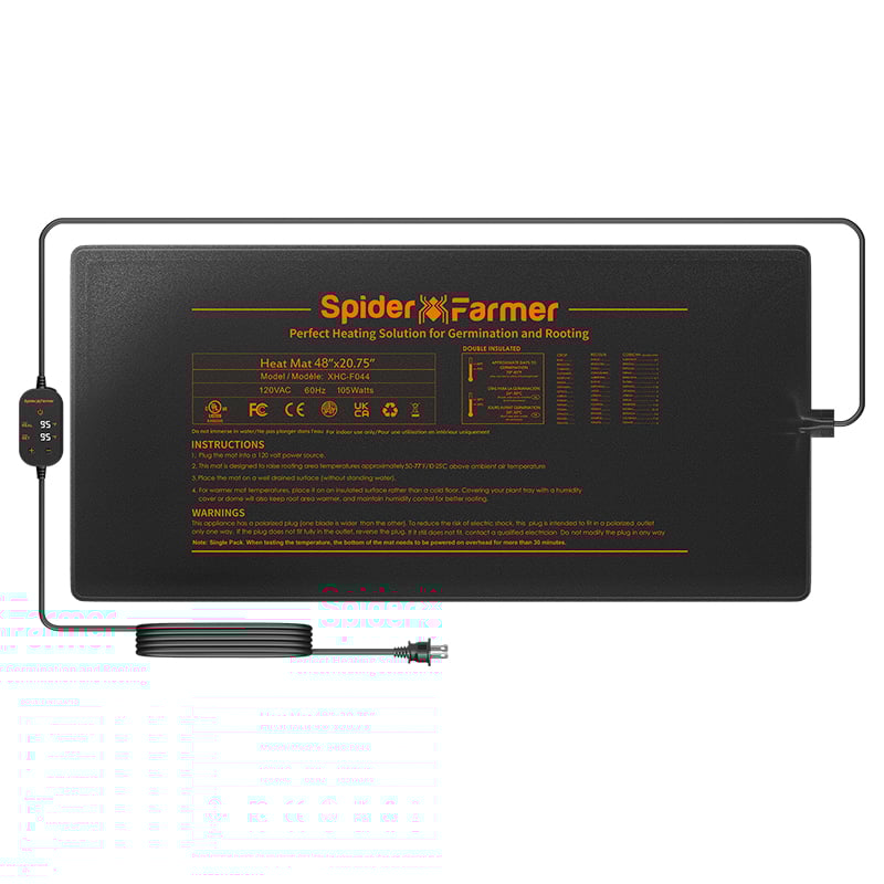 2025 New Spider Farmer Seedling Heating Mat 121 X 52cm with Controller Hydroponic Heating Pad for Germination, Indoor Gardening, Greenhouse 
