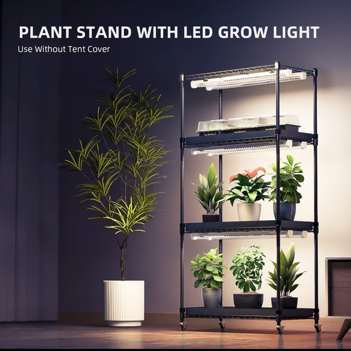 Back In Order Spider Farmer 4 Tier Plant Stand With Grow Lights 108W , Plant Shelf with Tent for Indoor Plant and Greenhouse