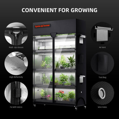 Back In Order Spider Farmer 6 Tier Plant Stand With Grow Lights 220W , Plant Shelf with Tent for Indoor Plant and Greenhouse