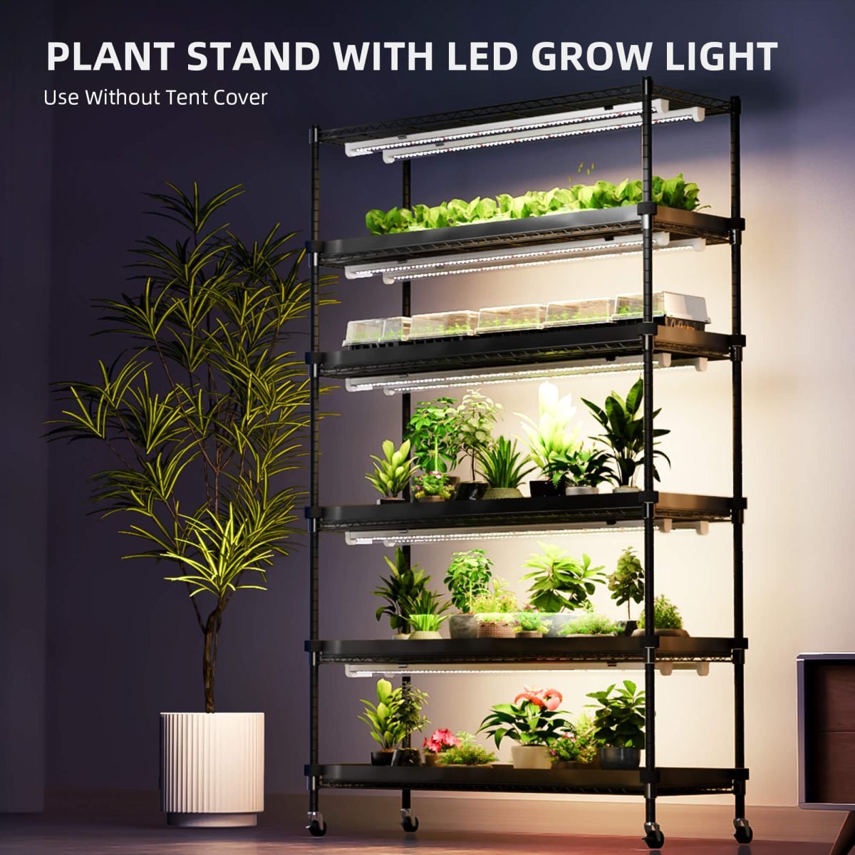 Back In Order Spider Farmer 6 Tier Plant Stand With Grow Lights 220W , Plant Shelf with Tent for Indoor Plant and Greenhouse