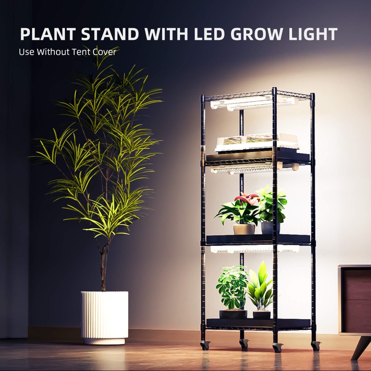 Back In Order Spider Farmer 4 Tier Plant Stand With Grow Lights 54W , Plant Shelf with Tent for Indoor Plant and Greenhouse